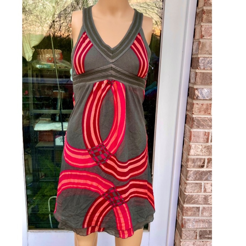 Y2K Olive Green & Pink Mini Ruffle Layered Dress